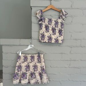 Flowers by Zoe Purple and Cream Kids Matching Set